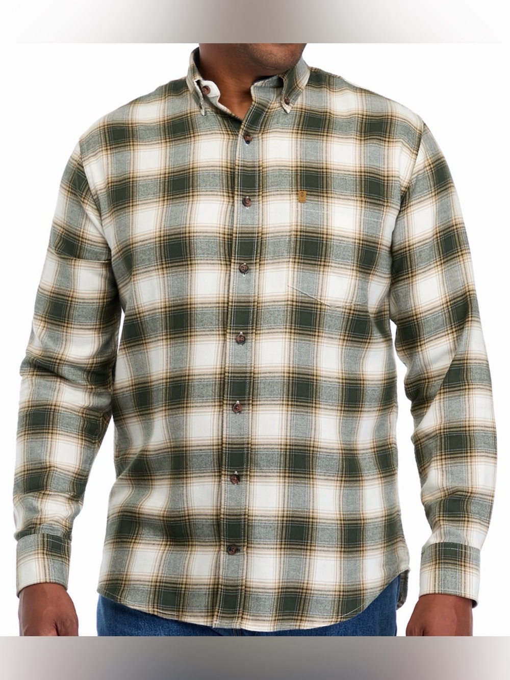 Izod Men's Green Plaid Button-Down Shirt 2x